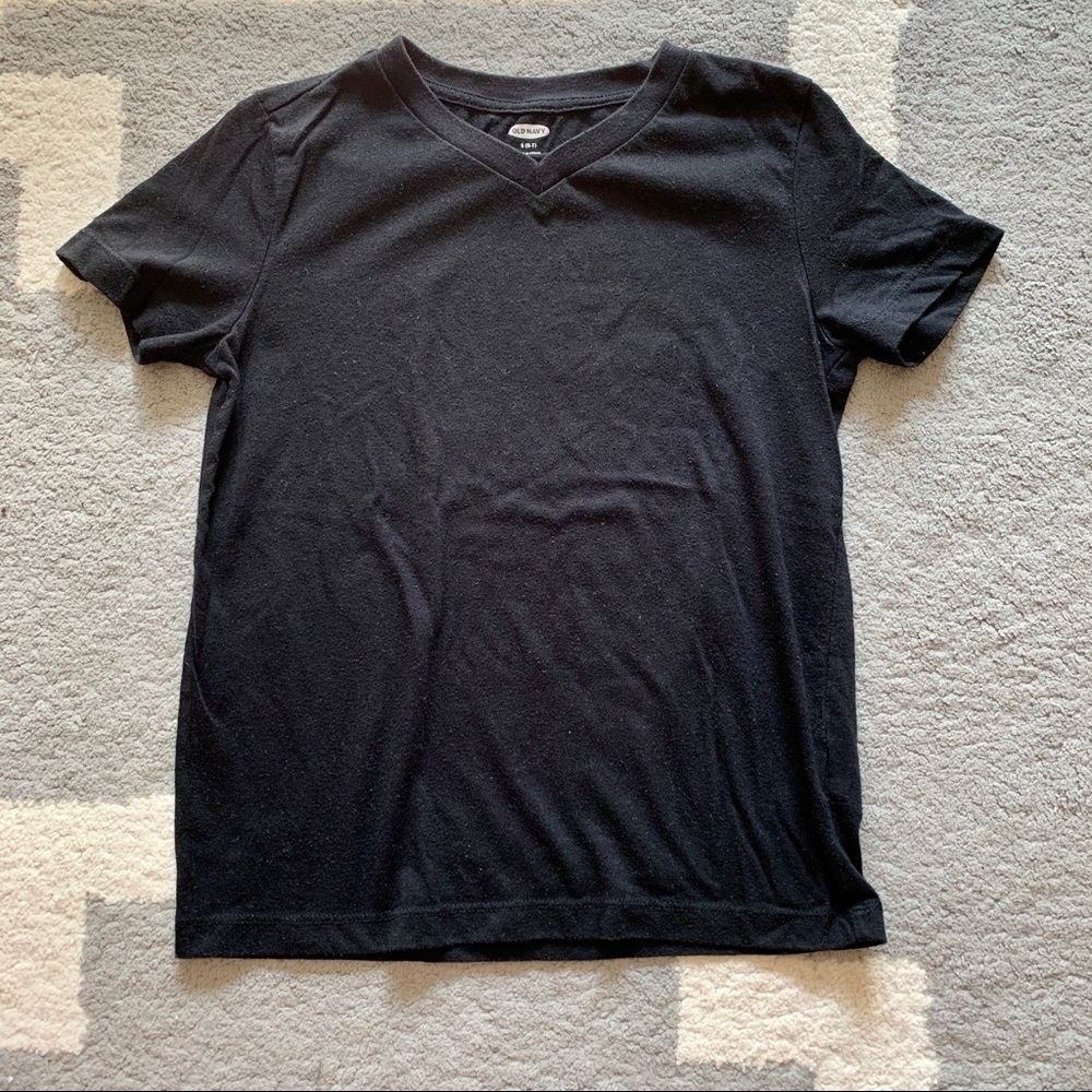 Boys Black V Neck T Shirt